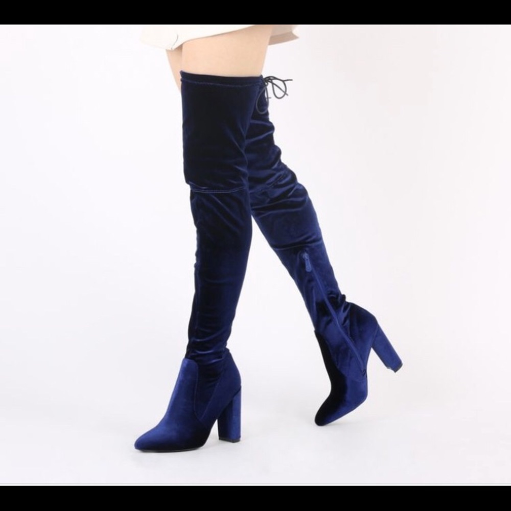 Blue velvet, otk boots. Public Desire